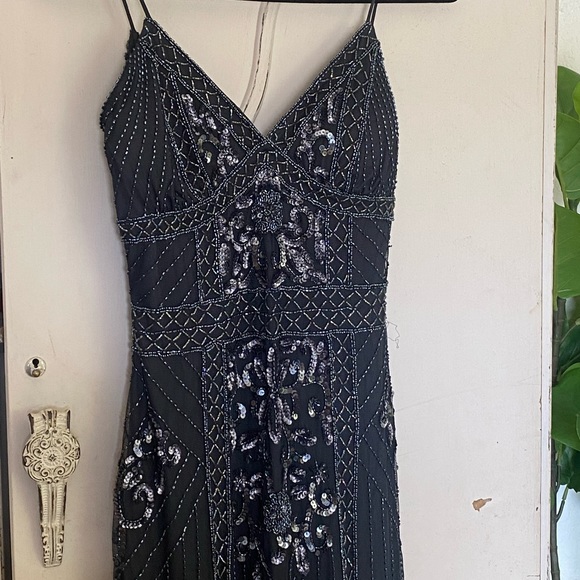 Dillards “Jump” | 4 | NWT Grey Beaded Formal Gown - Picture 2 of 8